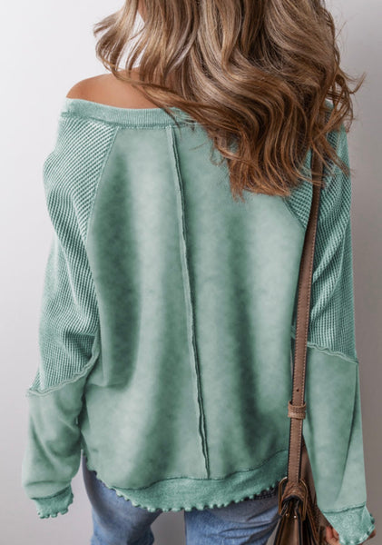 Mint Waffle Knit Top