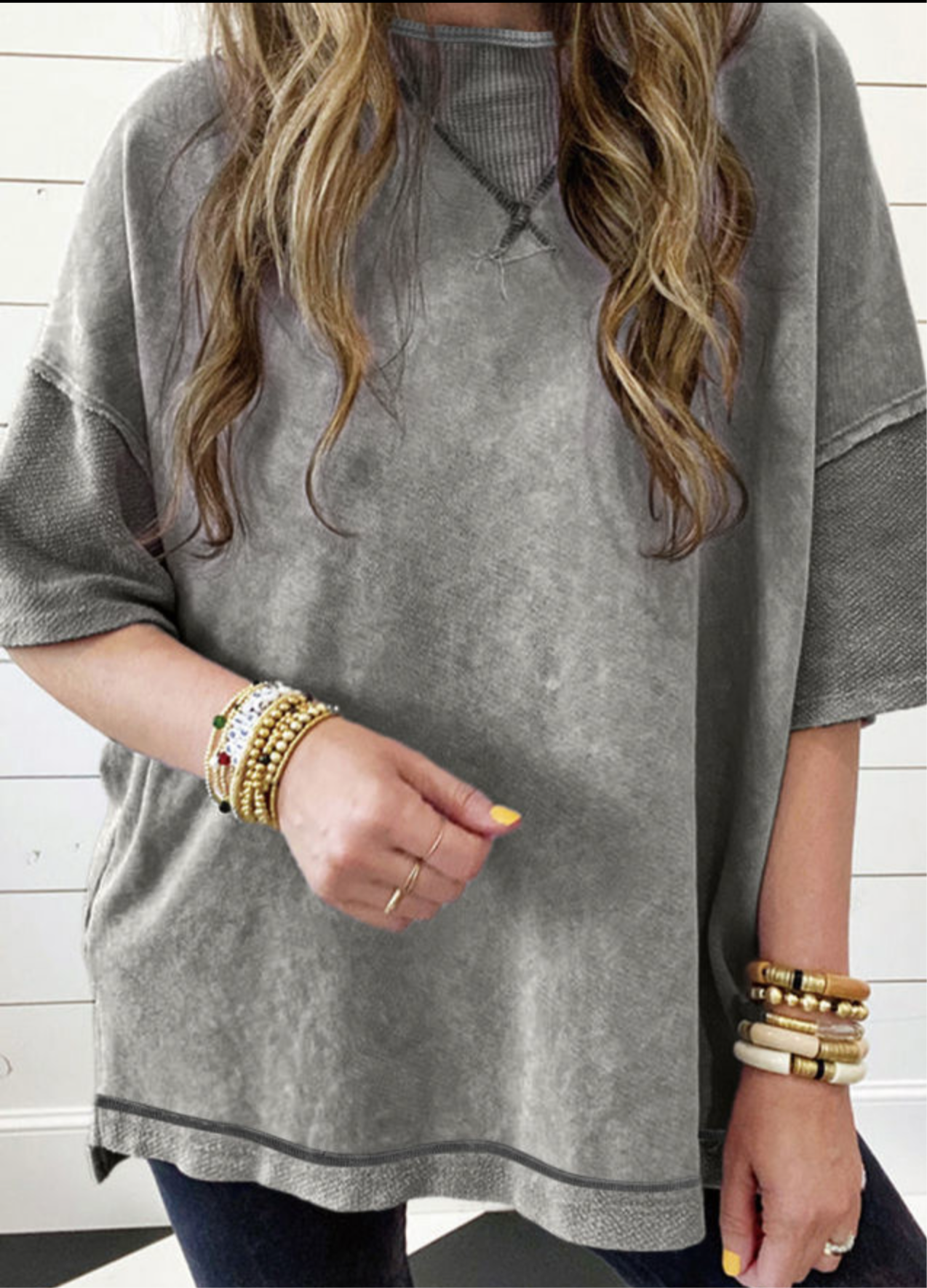 Gray Mineral Oversized Tee Small-3X