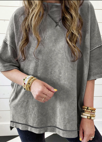 Gray Mineral Oversized Tee Small-3X