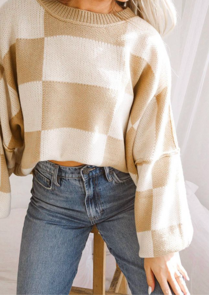 Khaki Checkered Sweater