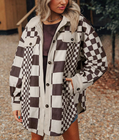 Checkered Corduroy Shacket