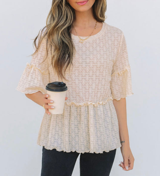 Beige Ruffled Blouse