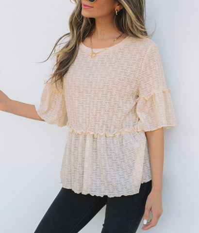Beige Ruffled Blouse