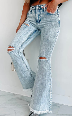 Acid Wash Distressed Flare