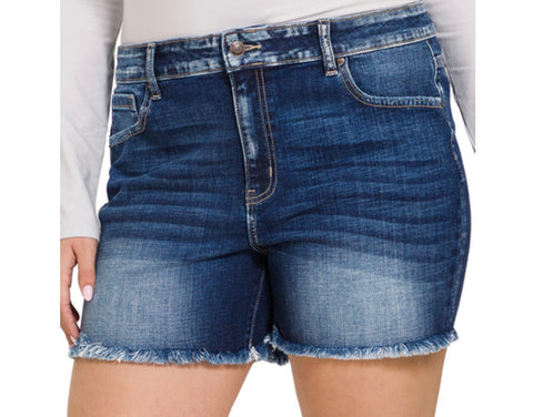 Midrise Frayed Denim  Shorts